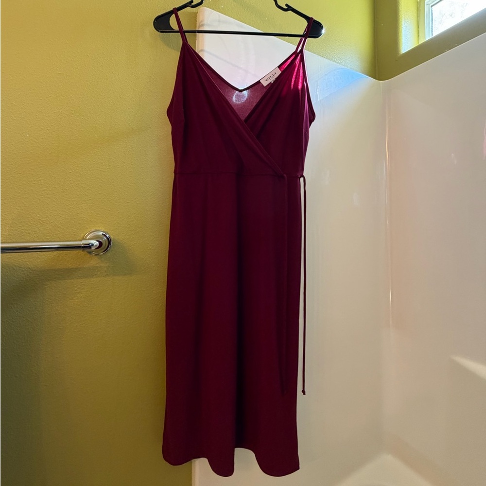 Gilli Deep Red Midi Wrap Dress